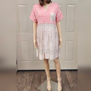 SUGAR FOX | Large | Coral & Beige Boho Dress
